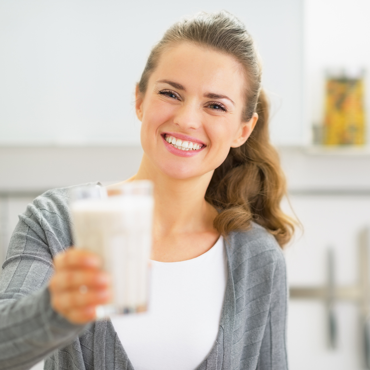 Woman drinking milk