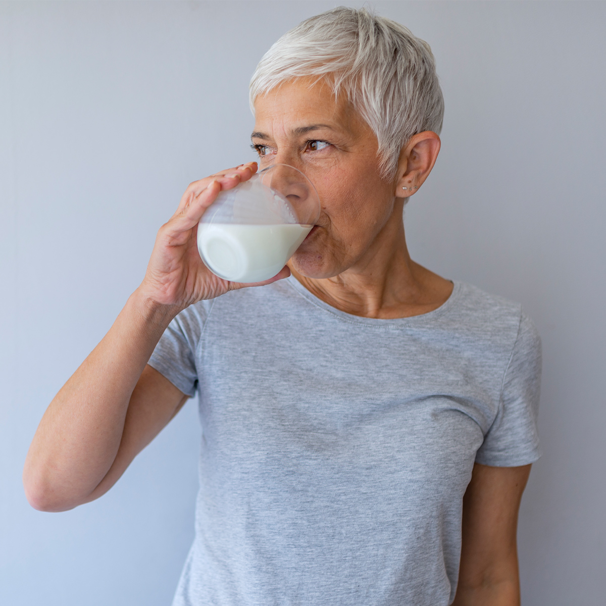 Woman drinking milk