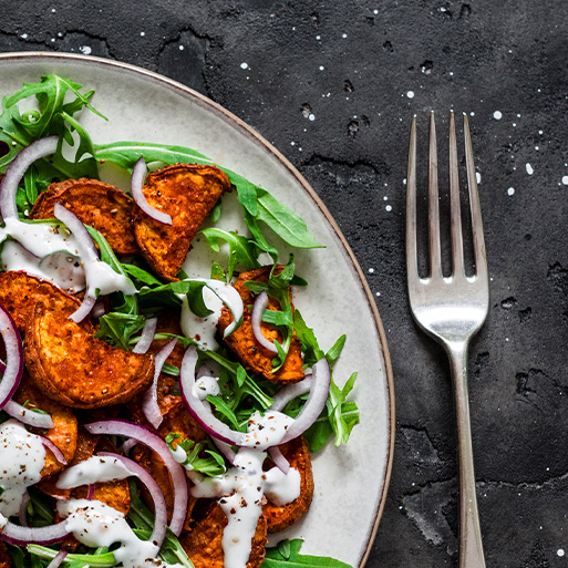 Salad with yogurt dressing