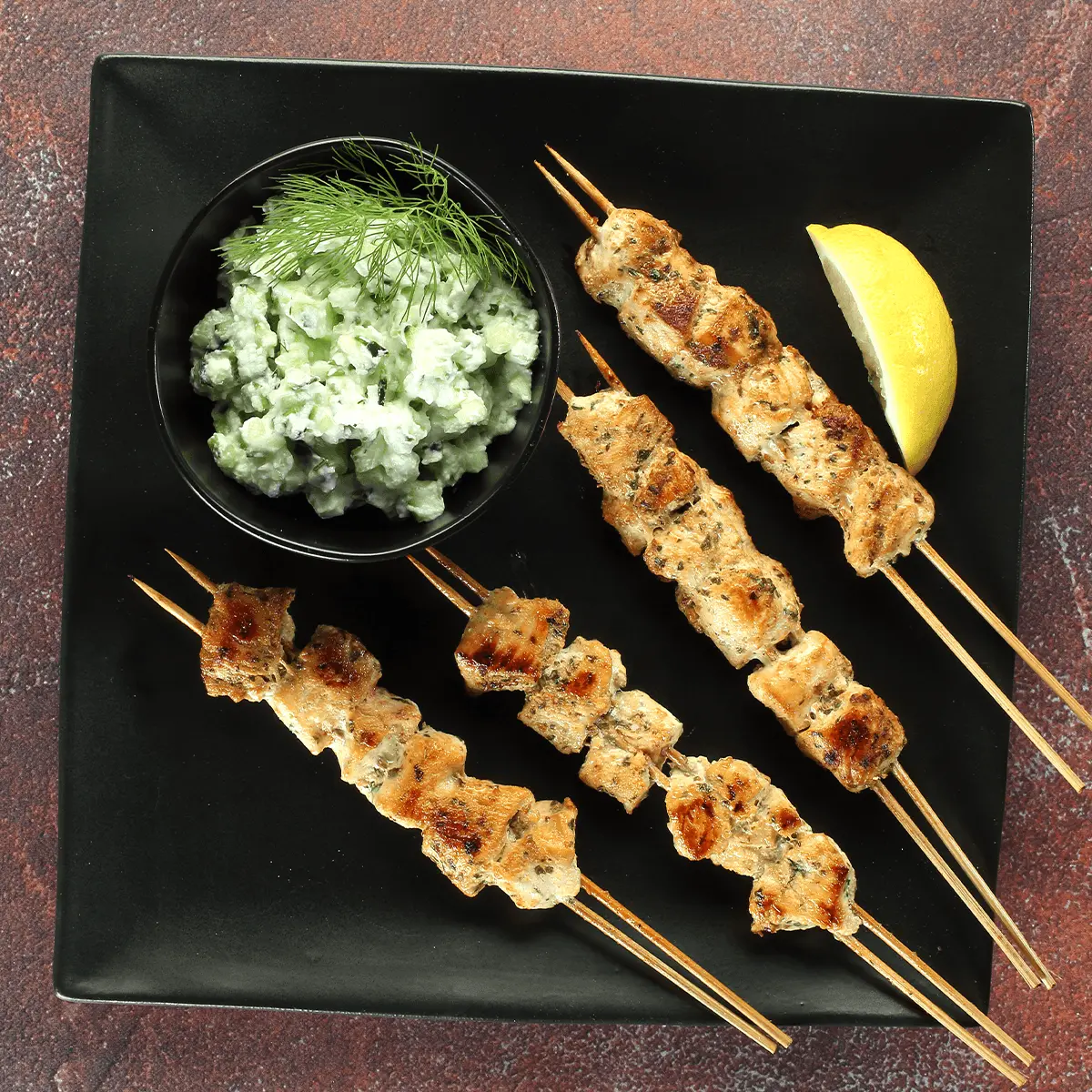 Yogurt Marinated Chicken Kabobs With Tzatziki Sauce