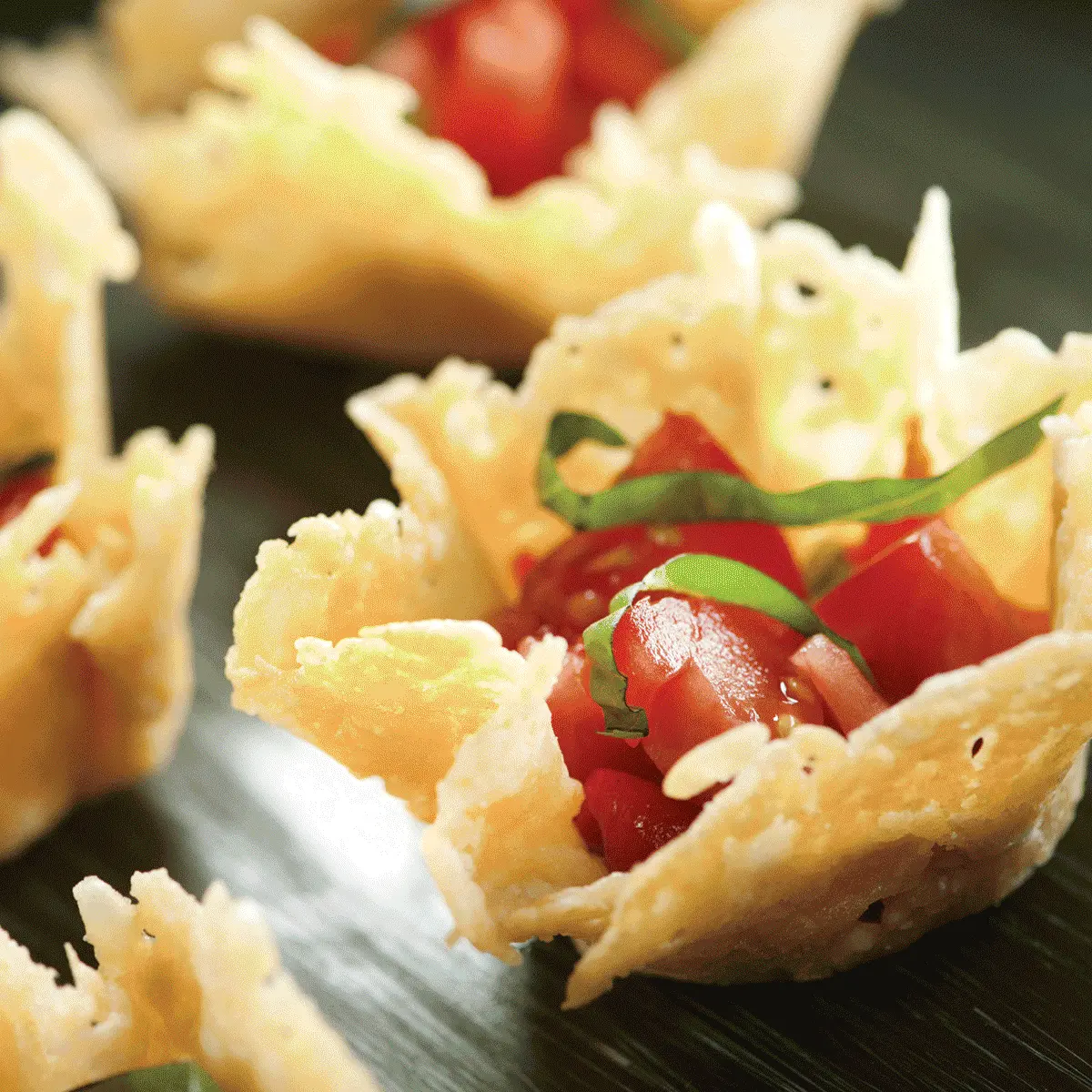 Parmesan Tuiles with Roasted Red Peppers