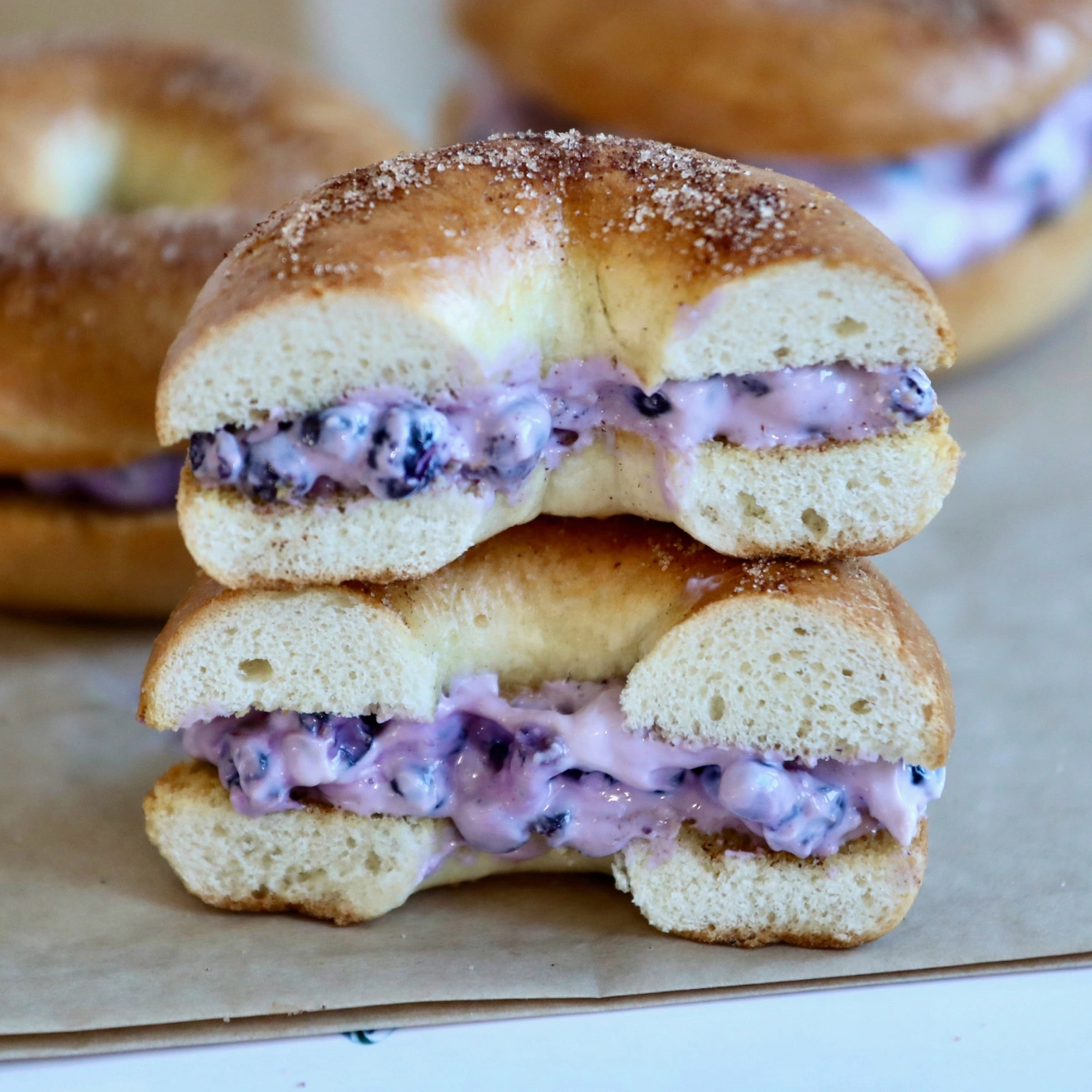 Cinnamon Sugar Bagel With Easy Berry Schmear