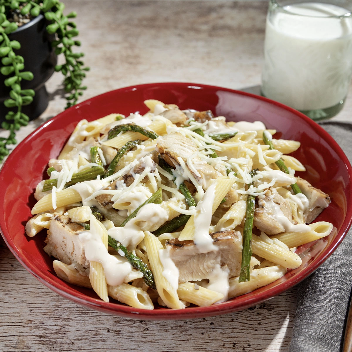 Chicken Asparagus and Penne Pasta With Ricotta Cream Sauce