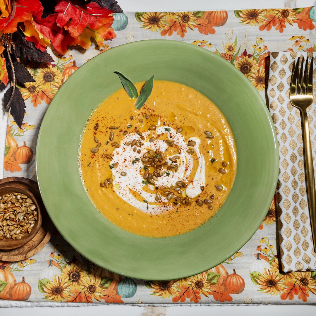 Pumpkin Soup with Chipotle-Roasted Sunflower Seeds