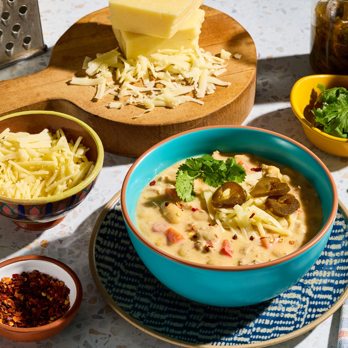 White Cheddar Turkey Chili