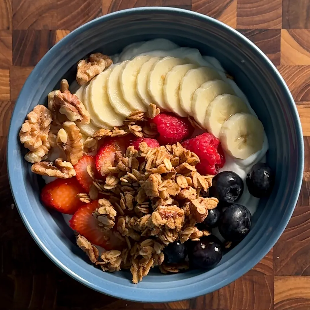 Greek Yogurt Parfait With Homemade Cinnamon Peanut Granola