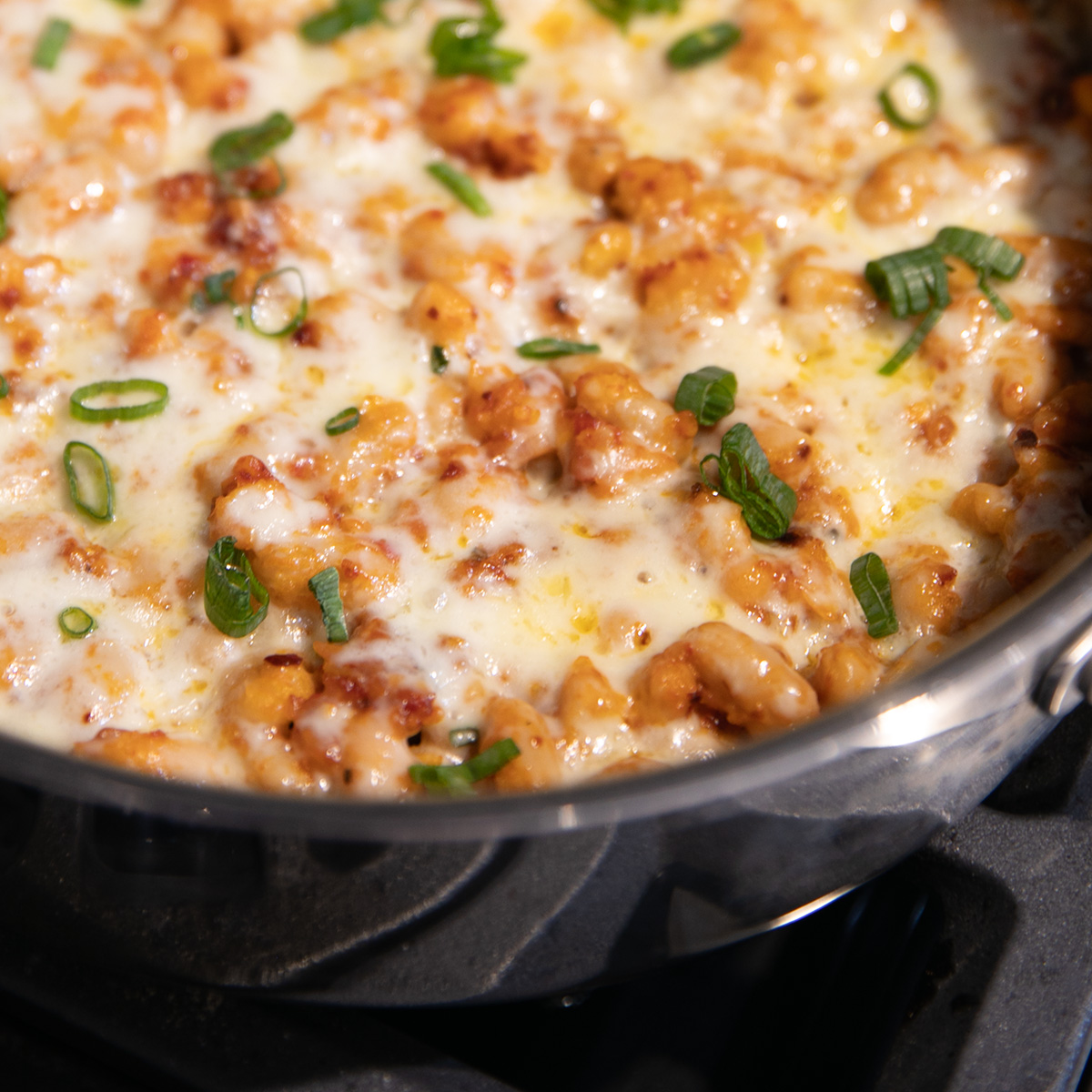 Cheese-Smothered Chili Crisp Beans