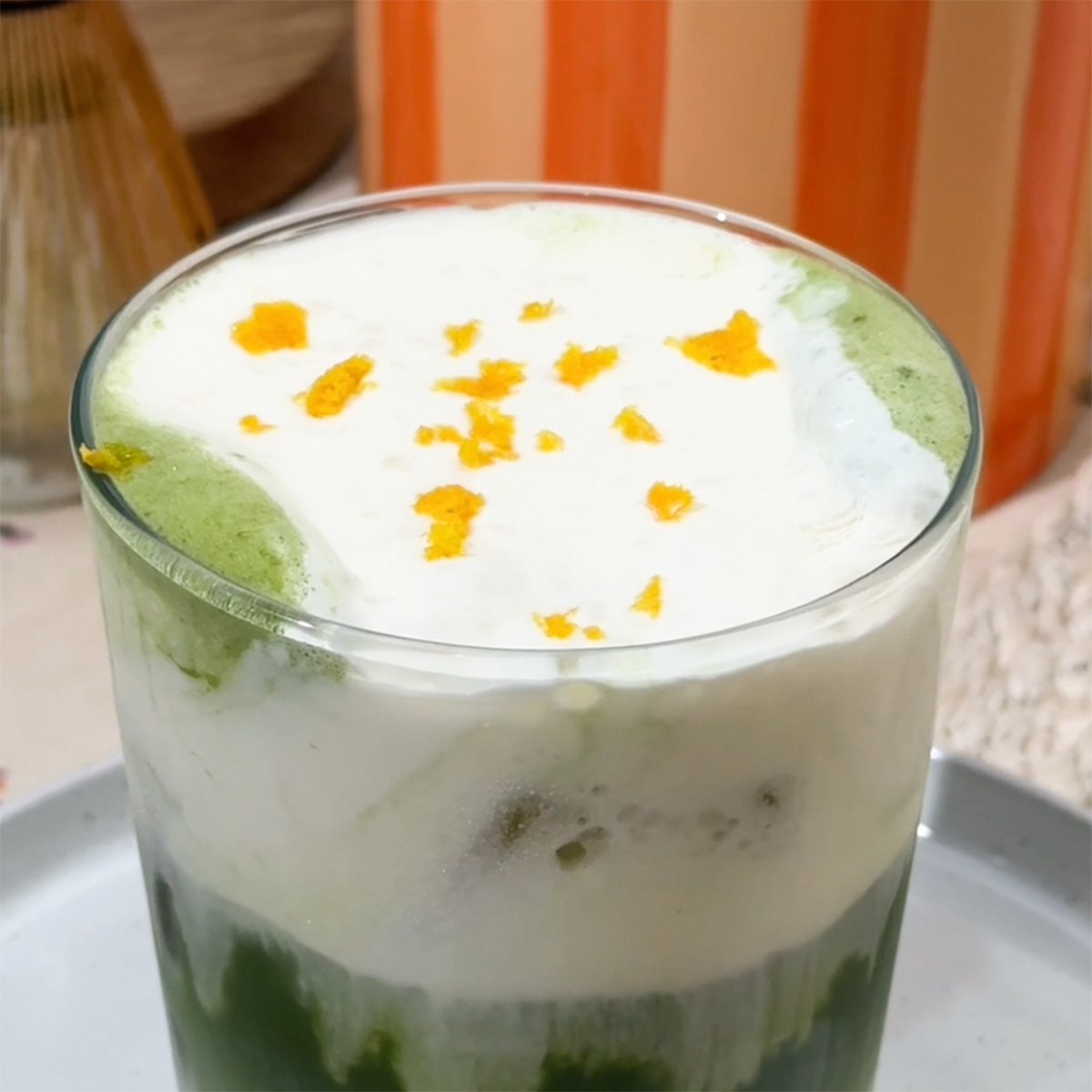 Creamy Orange Matcha Drink