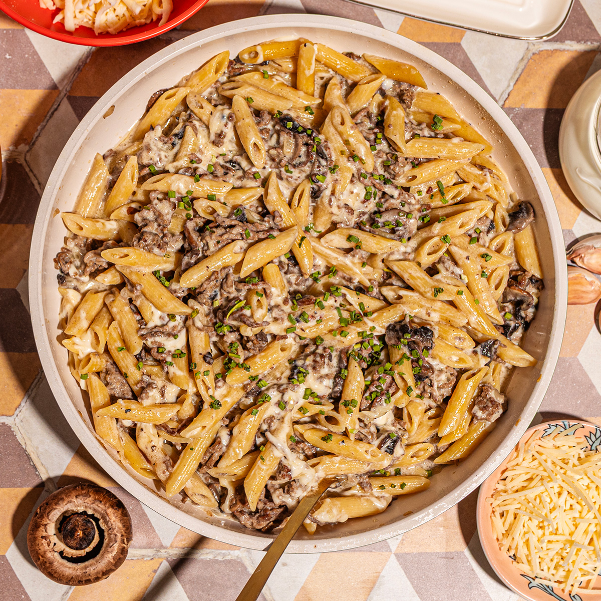 Creamy Beef & Mushroom Skillet Pasta