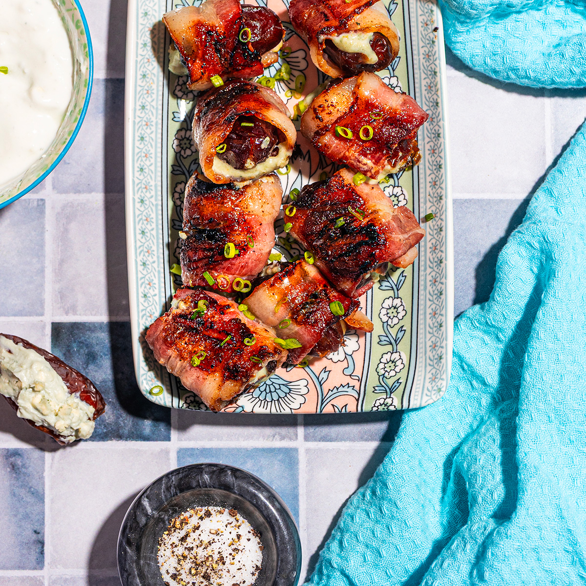 Grilled Hot Honey & Blue Cheese-Stuffed Dates