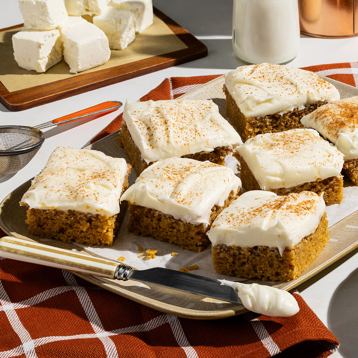 Brown Butter Pumpkin Sheet Cake with Cream Cheese Frosting